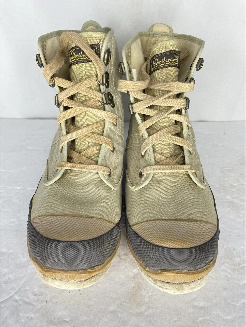 Hodgman Lakestream Wading Outdoor Boots Lace Up Leather Canvas Tan 9 19205